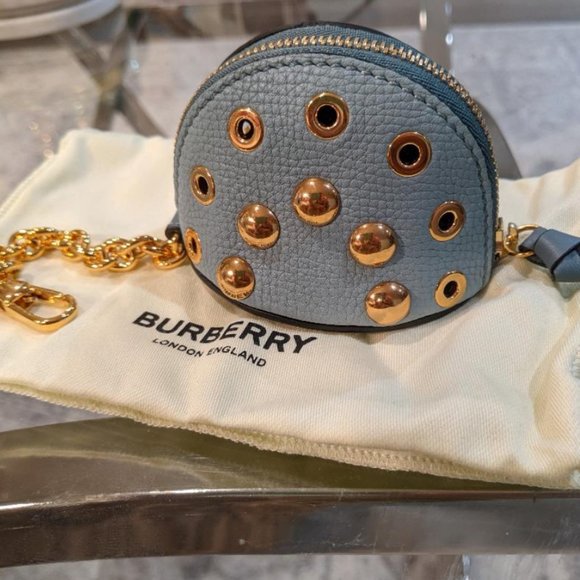 BURBERRY Leather Studs Poppy Coin Case in Celadon Blue - Picture 2 of 4